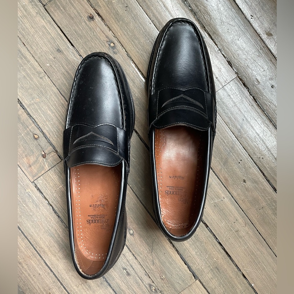 Allen Edmonds Black Leather Loafers Slip-Ons, Size 12 3A